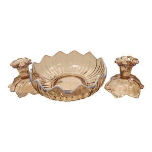 Westmoreland Bowl With Matching Candlestick Holders‎
